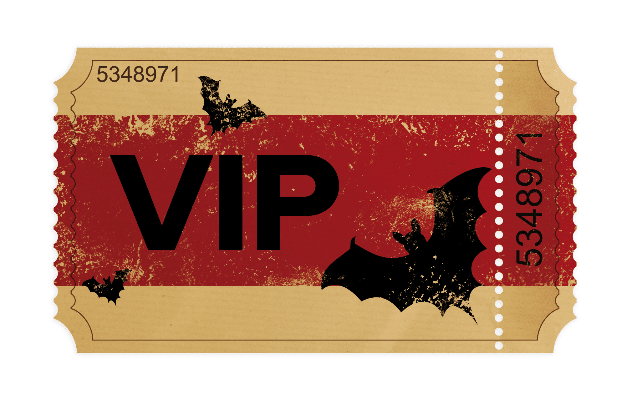 a VIP ticket stub with bats on it