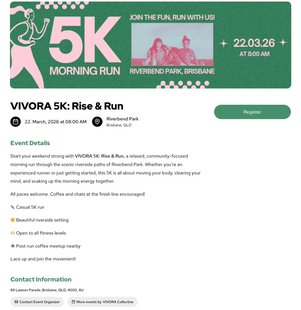 5k morning run event listing